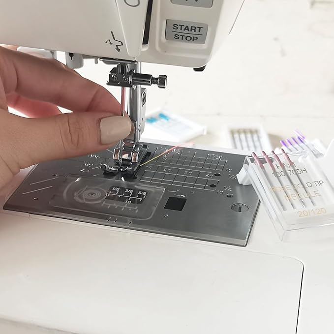 HONEYSEW 60 Pieces Sewing Machine Needles Universal Regular Point Machine Needles for Home Sewing Machine Compatible with Singer, Brother and Old Sewing Machine (Rose Gold,Size 20-60PCS)