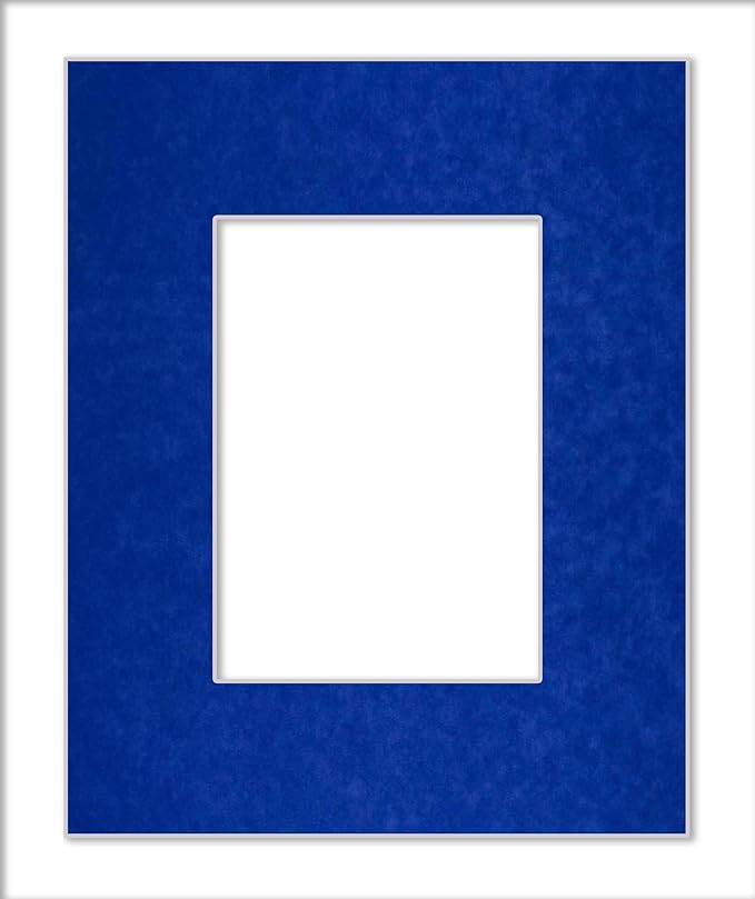 8.5x11 Mat Bevel Cut for 7x9 Photos - Acid Free Royal Blue Suede Precut Matboard - For Pictures, Photos, Framing - 4-ply Thickness
