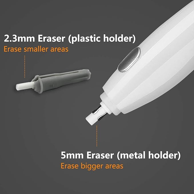 AFMAT EE03 Electric Eraser for Artists, 140 Eraser Refills, Rechargeable Electric Erasers for Drawing, Artist Erasers for Drafting, Painting, Sketching, Architectural Plans, Detailer Tool-White