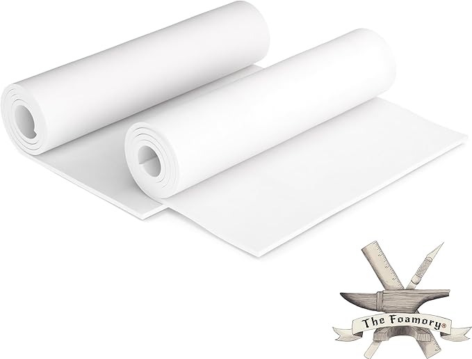 2-Pack Shape Retention EVA Cosplay Foam - 2mm Thick (White) 14x39 inch High Density EVA Craft Foam Sheets - Premium 85 kg/m3 Heat Shape Material for DIY, Comic, Con or Halloween Costumes - The Foamory