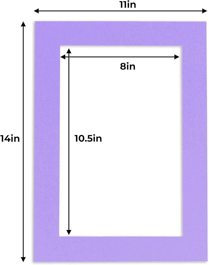 11x14 Mat for 8.5x11 Photo - Precut Light Purple Picture Matboard for Frames Measuring 11 x 14 Inches - Bevel Cut Matte to Display Art Measuring 8.5 x 11 Inches - Acid Free Pack of 25 MATS