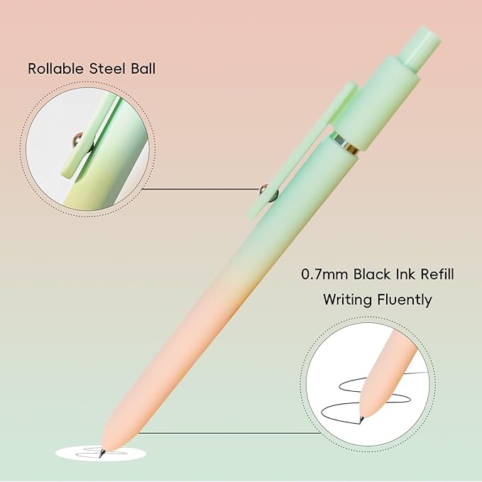Gel Pens, 5 Pcs Medium Point Smooth Writing Pens Cute Pens for Women, High-End Series 0.7mm Black Ink Pens for Journaling Note Taking, School Office Supplies (5 Pcs Gradient Morandi)