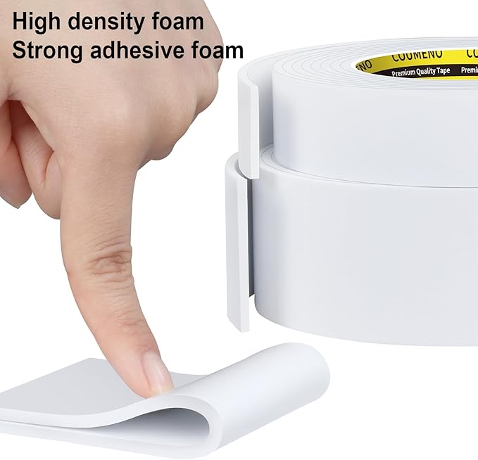 EVA Single-Sided Adhesive White Foam Tape, Single-Sided Sealing Strip Foam Pad Sponge Tape Window Weatherproof, Self-Adhesive Insulation Sealing Tape 2inX9.84FT