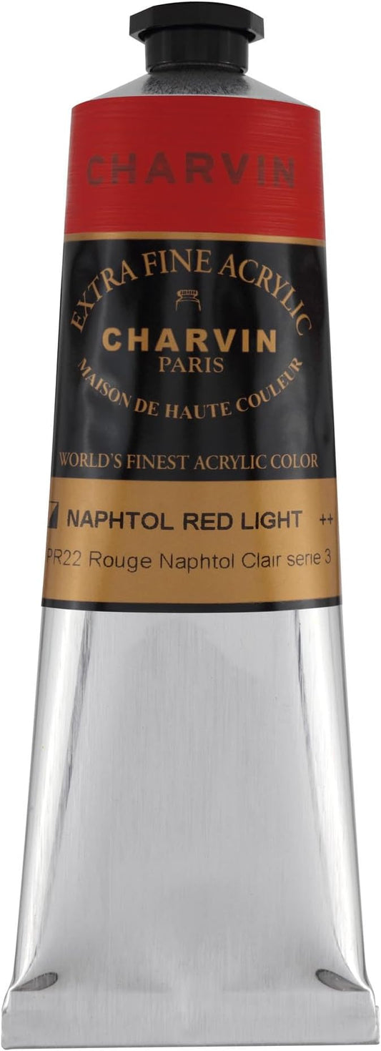 Charvin Extra Fine Professional Artist Acrylic Paint Colors, Nature Themed Hues, 150ml Napthol Red Light