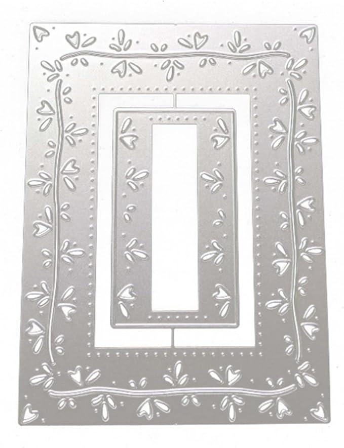 Cutting Dies Metal Stencils Scrapbooking Tools Flowers Lace Frame DIY Embossing Template for Paper Card Making Album Arts Crafts Supplies (Rectangle Love line frame-13.8x10.5cm)