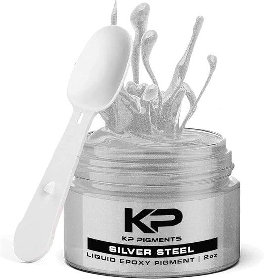 Epoxy Pigment Paste for Epoxy Resin, Tint/Pigment Paste with Spoon for Arts and Crafts, Jewelry, Resin Woodworking and More! (Silver Steel)