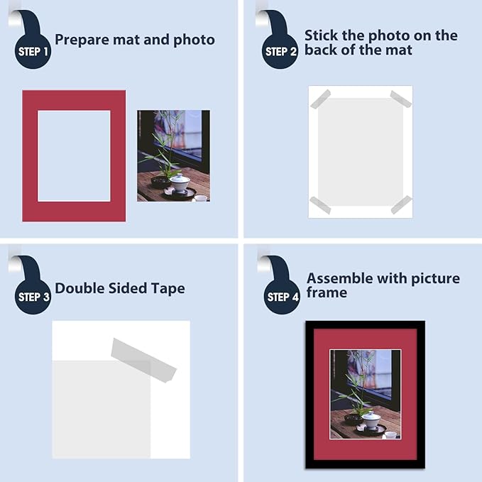 MBC Mat Board Center, Acid Free Pack of 10 11x14 Mixed Colors White Core Picture Mats for 8x10 Photos