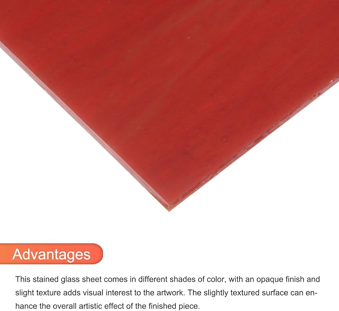MECCANIXITY 2 Pcs Stained Glass Sheet Mosaic Tile 7.9 Inch x 5.9 Inch Deep Red Stained Glass Sheets for Crafts DIY Art Project