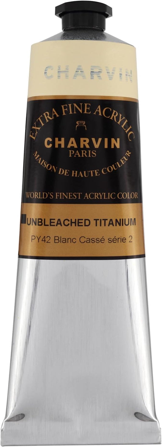 Charvin Extra Fine Professional Artist Acrylic Paint Colors, Nature Themed Hues, 150ml Unbleached Titanium