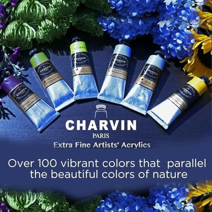 Charvin Extra Fine Professional Acrylic Paint - Medium Bright Green, 60ml Tube, Triple-Milled, Lightfast Pigments, Open Stock Artist Acrylic Paints in Nature-Inspired Hues