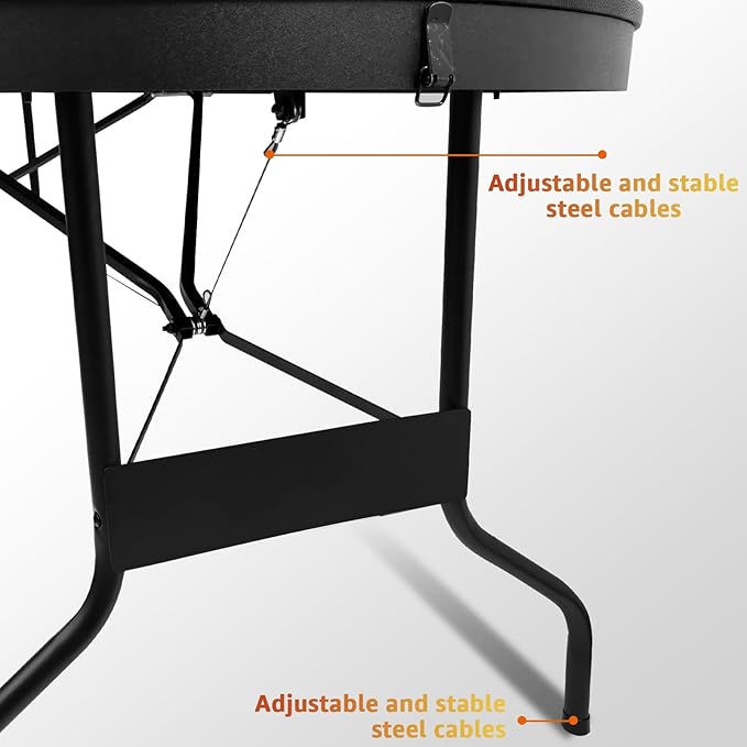 Folding Poker Table, 8 Player Portable Design with Collapsible Legs & Cup Holders, 72 Inch Foldable Casino Table for Quick Setup, Texas Holdem & Card Games