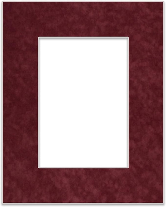 11x14 Mat Bevel Cut for 8.5x11 Photos - Acid Free Dark Red Suede Precut Matboard - For Pictures, Photos, Framing - 4-ply Thickness