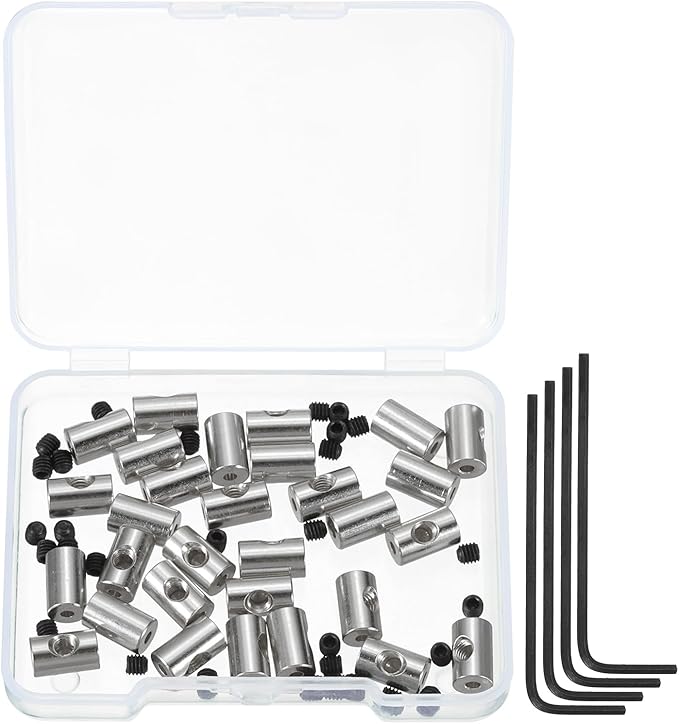 MECCANIXITY 30 Pcs Metal Locking Pin Backs, Locking Pin Keepers Locking Clasp 9mm(H) with 4 Wrench Replacement in Storage Case for Badge, Brooch, Silver Tone