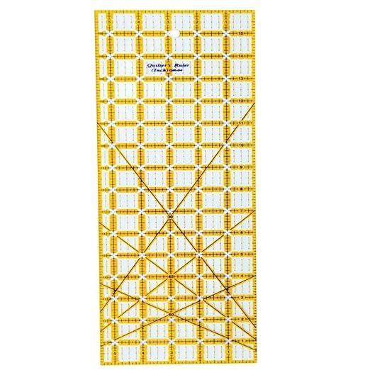 HONEYSEW Quilting Templates Acrylic Sewing Ruler with Non-Slip Rings for Quilting and Sewing Fabric Cutting Angles Rectangle Ruler (6PCS Set)