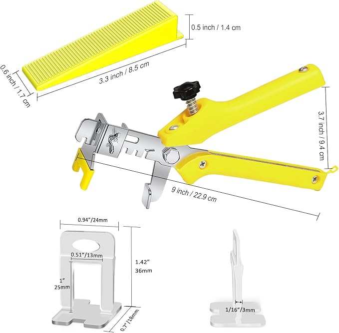 Storystore Tile Leveling System with Tile Pliers - 3000 Piece Tile Spacers Clips and 300 Piece Reusable Wedges, 1/16 Inch Tile Installation Tools Kit