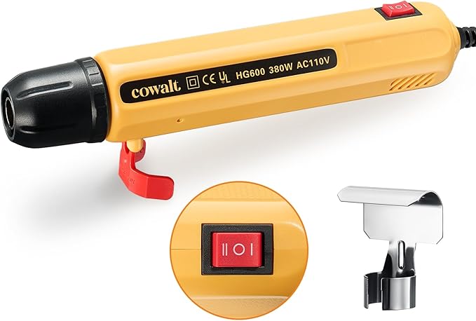 Mini Heat Gun 380W – Dual Temp Hot Air Tool with Long 4.9ft Cable & Nozzle for Phone Repair, Vinyl Wrap, Shrink Tubing, DIY Crafts, Embossing, Candle Making – Portable & Overload Protected