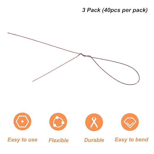 PATIKIL 32 Inch 22 Gauge Floral Stem Wire, 3 Pack/120 Pieces Bouquet Stem Paper Wrapped for DIY Crafts Flower Arrangements, Red