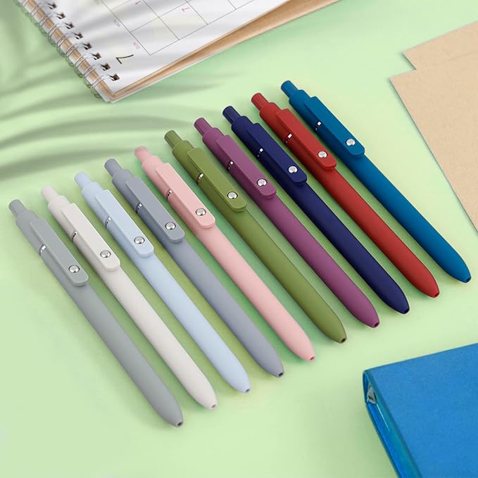 FIOVER Gel Pens,10pcs 0.5mm Quick Dry Black Ink Fine Point Smooth Writing Pens High-End Series Ballpoint for Office School Supplies(Morandi & Retro)