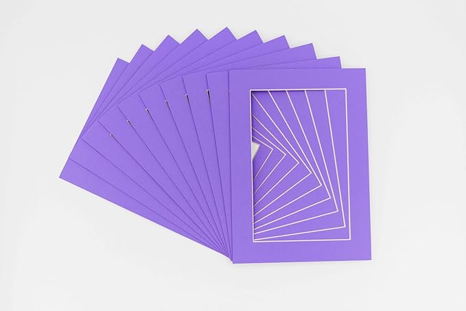 5.5x8.5 Mat for 8.5x11 Frame - Precut Mat Board Acid-Free Light Purple 5.5x8.5 Photo Matte for a 8.5x11 Picture Frame, Matboard for Family Photos, Show Kits, Art, Picture Framing, Pack of 25 Mats