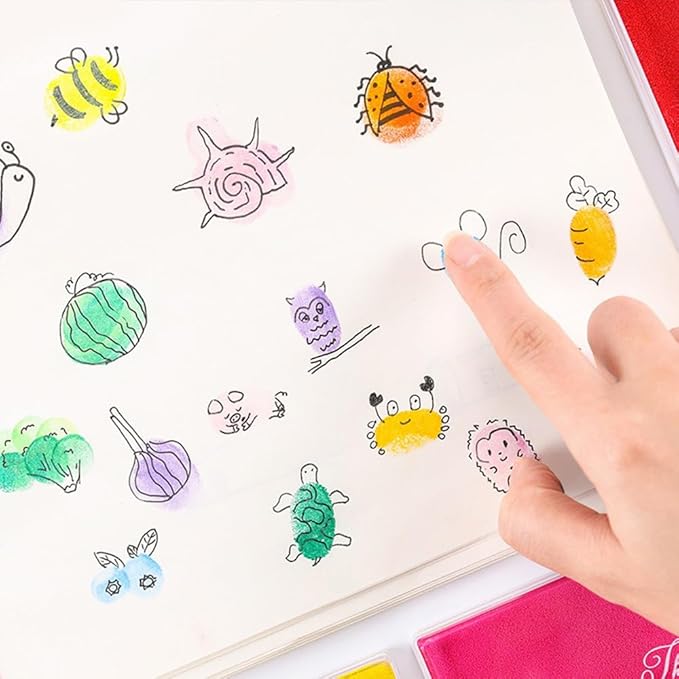 GTLZLZ Large Ink Pad for Rubber Stamps, 5" x 4" Washable Craft Stamp Pad for Kids, Fingerprint Ink Pad for Paper, Scrapbooking, Wood Fabric (Black)