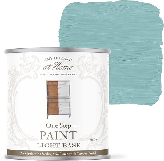 AMY HOWARD AT HOME Chalk-Based One Step Paint for Furniture, Cabinetry, Decor, Finish, and More | No Stripping, Sanding, or Priming | Light Base | 32 Ounce | Harbor Lights