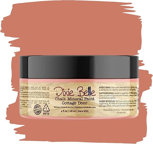 Dixie Belle Paint Company Chalk Finish Furniture Paint - Cottage Door (4oz) - Matte Dusty Coral Chic Chalk Mineral DIY Furniture Paint