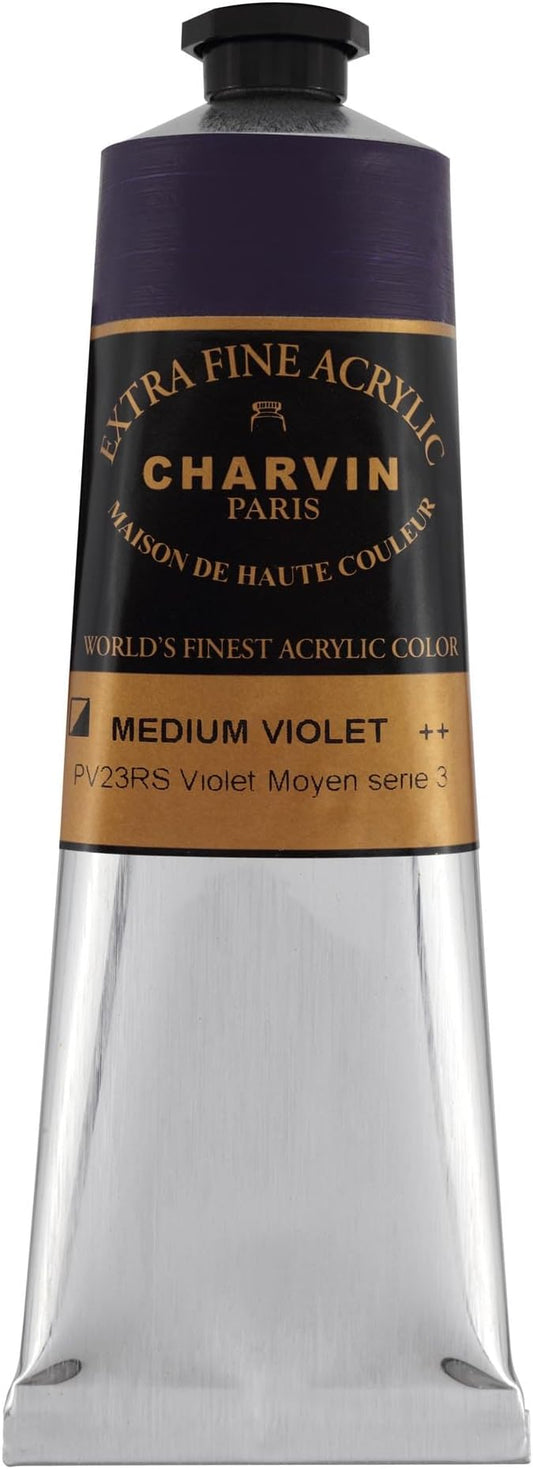 Charvin Extra Fine Professional Artist Acrylic Paint Colors, Nature Themed Hues, 150ml Medium Violet