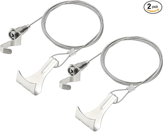 uxcell 2Pcs Picture Hanging Wire Kit, 2 m x 1.5 mm Heavy Duty Picture Hangers Adjustable Wire Rope with S-Hooks and Loop, Load 35kg/77.1 lbs for Hanging Mirrors Light Lamp Artwork