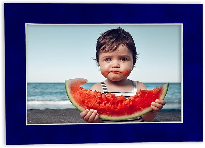 8x10 Mat Bevel Cut for 5.5x8.5 Photos - Acid Free Royal Blue Suede Precut Matboard - For Pictures, Photos, Framing - 4-ply Thickness