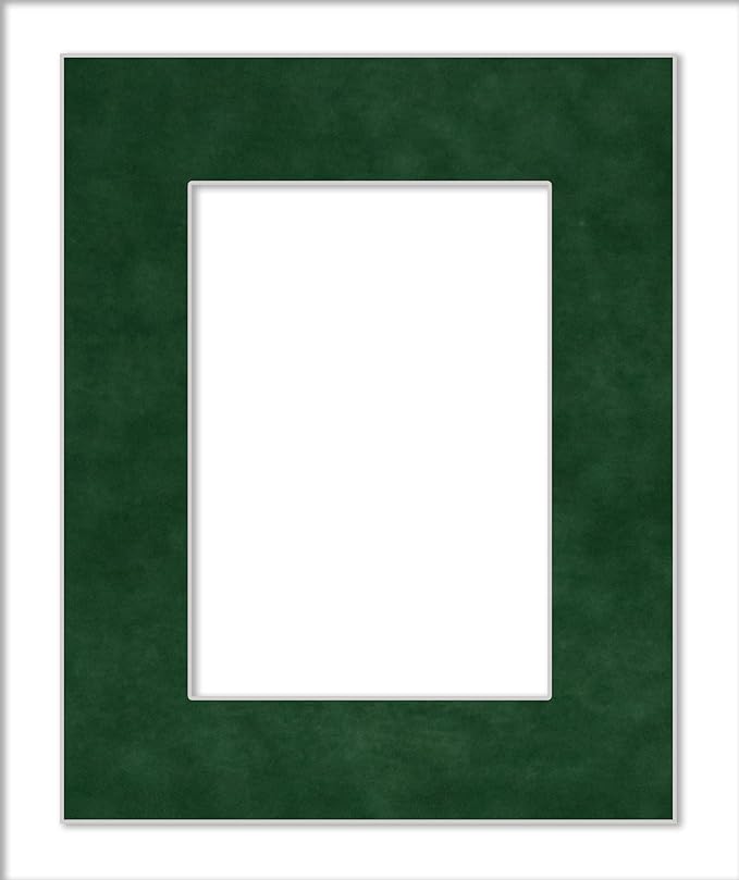 Poster Palooza 11x14 Mat Bevel Cut for 8.5x11 Photos - Acid Free Green Suede Precut Matboard - For Pictures, Photos, Framing - 4-ply Thickness