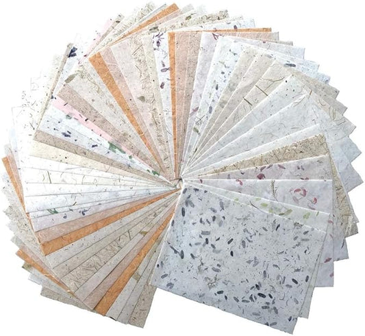 50 Sheets A4 Thin Natural Leaves Rice Straw Mulberry Paper Sheets Art Tissue Washi Paper Design Craft Art Origami Suppliers Card Making Writing (Natural leaves,Onion,etc,, A4)