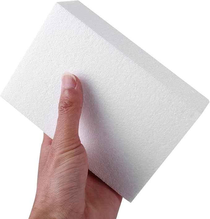 AMZQNART 8 Pack Crafts Foam Blocks, 6x4x2 Square Polystyrene Foam Bricks for Art Sculpting, Flower Arrangements, Sculpture, Modeling, School and Home DIY.