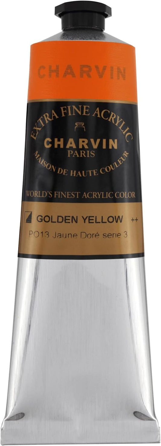 Charvin Extra Fine Professional Artist Acrylic Paint Colors, Nature Themed Hues, 150ml Golden Yellow