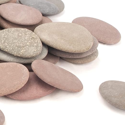 [About 30 PCS - 35 PCS](18 Pounds) Painting Rocks,3"-4.8" River Rocks,Flat Rocks,Painting Stones,Naturally Stones,Arts Rocks,Craft Rocks,DIY Rocks