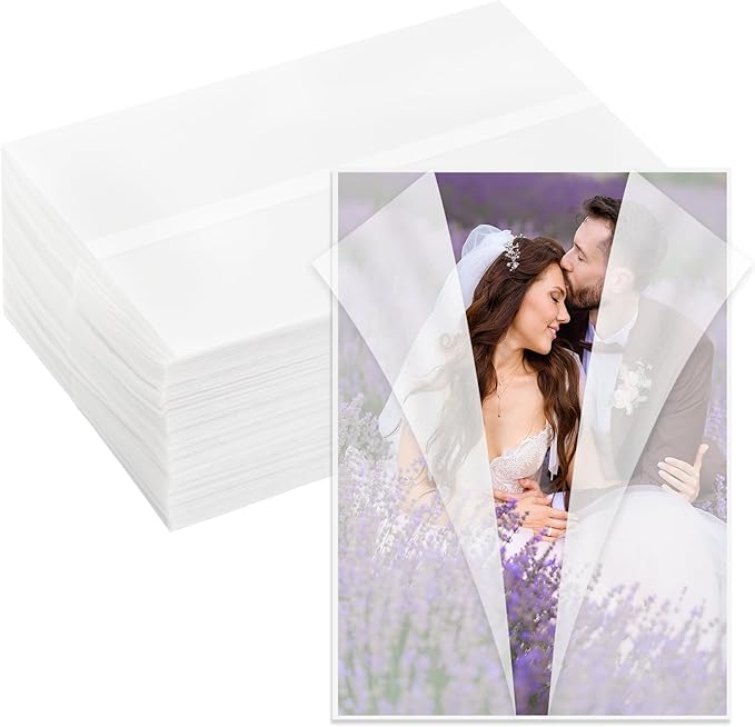 SuFly Pre-Folded Vellum Jackets for 5x7 Invitations, 90-Pack (60lb/93gsm) Translucent Vellum Paper 5x7 Sleeves, Invitation Jackets, Elegant Wedding Invitation Accessories, Envelope Liners, DIY Crafts.