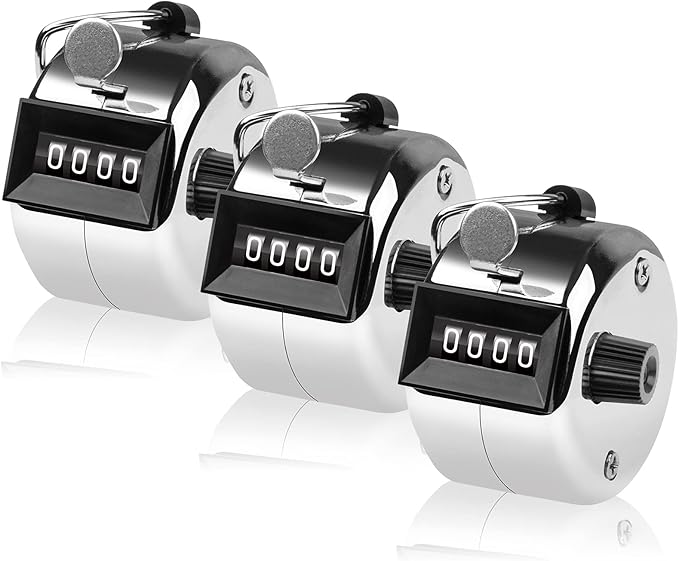 Tally Counter, 4-Digit Clicker Counter, Metal Hand Tally Counters Clicker Pitch Counter for Counting, Knitting, Coaching, Golf, Lap, Fishing