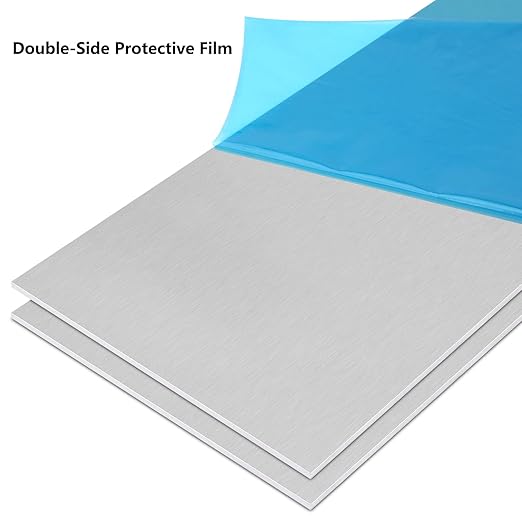 4Pack 5052 H32 Aluminum Sheet Metal 6 x 12 x 1/64 (0.02”) Inch Flat Plain Aluminum Plate Covered with Protective Film, Rectangle 0.5MM Aluminum Metal Plate for Crafting, Industrial