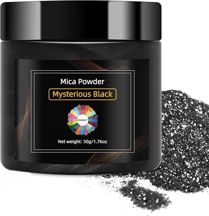 Mysterious Black Mica Powder, Natural Shimmer Mica Powder for Epoxy Resin/Candle/Soap/Lip Gloss/Slime/Quicksand/Bath Bombs/.Car Paint pigments.Candle Dye,Soap Making Dye(50g/1.7oz)