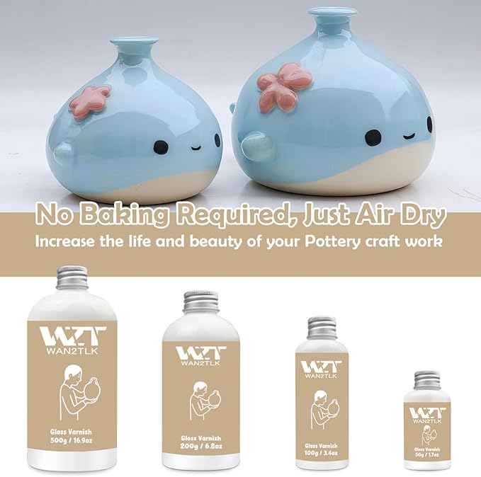 500ml Air Dry Clay Glaze, Clear Clay Varnish for Air Dry Clay Pottery, Waterproof and Scratch Resistant, Design for Air Dry Clay (Gloss Varnish)