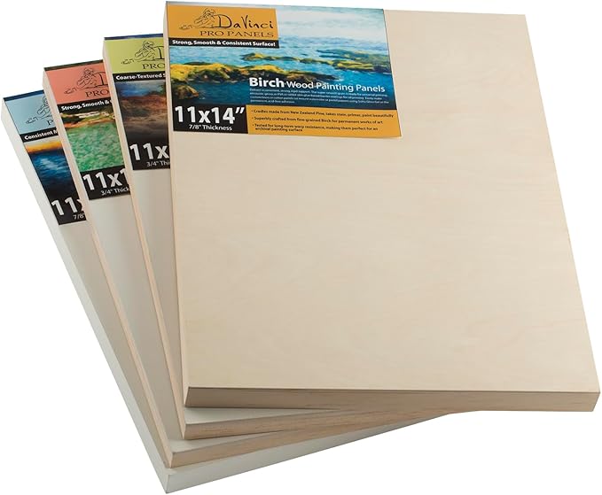 Da Vinci Pro Ultra Smooth Wood Canvas Gesso Board - 3/4" Deep, 6x8 in Single White Acrylic Polymer Gesso Panels for Painting Fine Portraits and Ultra Fine Detail Illustrations and Artwork