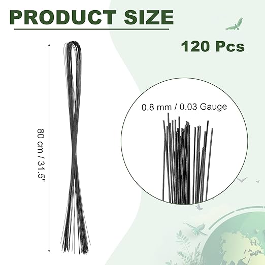 PATIKIL 32 Inch 22 Gauge Floral Stem Wire, 3 Pack/120 Pieces Bouquet Stem Paper Wrapped for DIY Crafts Flower Arrangements, Black