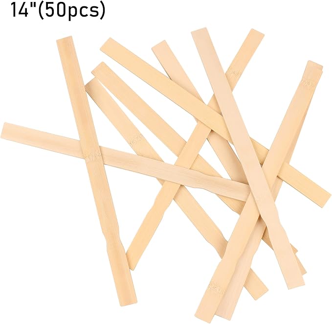 Wooden Paint Stir Sticks - 14 Inch REWISS Paint Sticks Wood Stirrers Paddles Resin or Wooden Craft Sticks, Garden and Library Markers(Pack of 50)