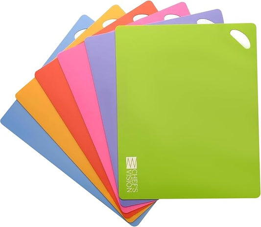 Chef's Vision Flexible Cutting Mats - Set of 6 Non-Slip, Color-Coded Kitchen Mats - 15' x 12' Flexible Cutting Boards for Safe, Easy Food Preparation