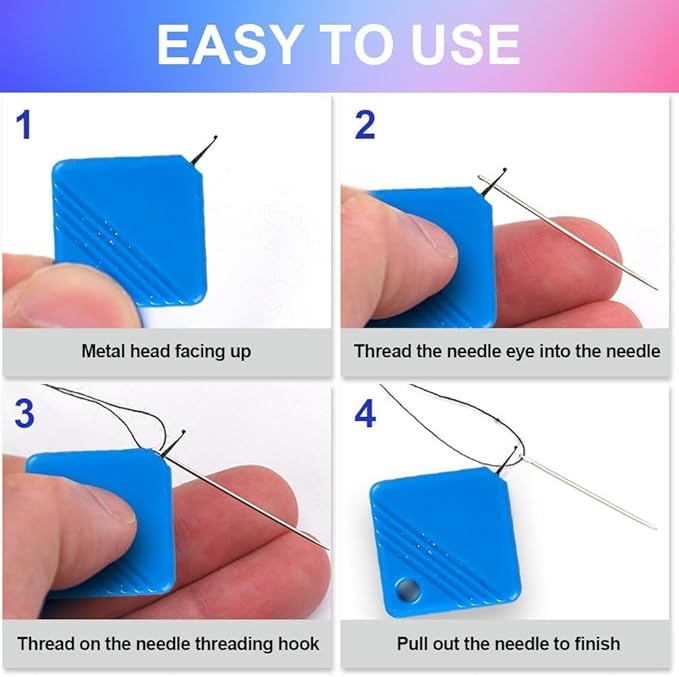 Automatic Needle Threaders for Hand Sewing, 2025 Upgrade Embroidery Floss, Sewing Machine Needle Threader, Sewing Supplies Tool, Fits All Needle Sizes (10, Blue)