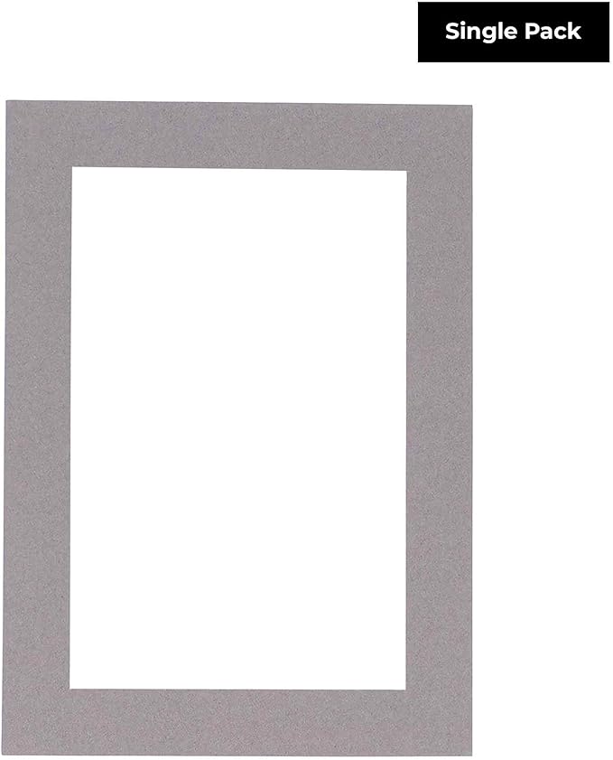 8.5x11 Mat Bevel Cut for 7x9 Photos - Acid Free Charcoal Grey Precut Matboard with Backing Board and Crystal Clear, Self Seal Photo Mat Bag - for Pictures, Photos, Framing - 4-ply Thickness