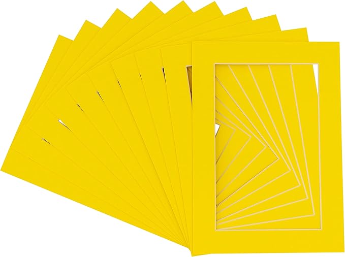 11x14 Mat for 8.5x11 Photo - Precut Yellow Picture Matboard for Frames Measuring 11 x 14 Inches - Bevel Cut Matte to Display Art Measuring 8.5 x 11 Inches - Acid Free Pack of 100 MATS