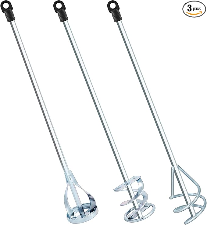 Set of 3 Paint Mixer for Drill Epoxy Resin, Mud, Cement Blades, Paint Stirrer, 15.7" Mixing Paddles and 2.3" Mixing Impeller(White Zinc)