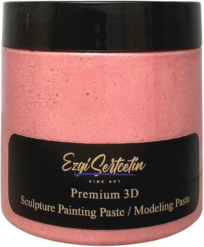 3D Sculpture Painting Paste|Texture Paste|Decorative Plaster|Ready to Use|Unique Colors|Ideal for Artwork|Stencil|Flowers|Texture|Art Relief| 6 oz (Metallic Pink)