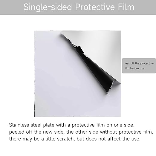 304 Stainless Steel Sheet - 2PCS 6" X 6" X 1/16" Thin Stainless Steel Plate 1/16 Inch Thickness with Protective Film Metal Sheets Stock Sheets for Kitchen DIY Crafting etc. (153 x 153 x 1.67 mm)