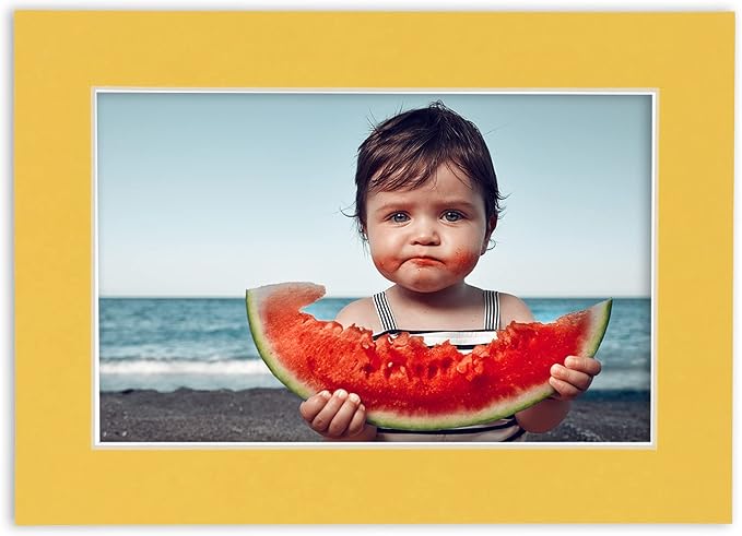 Pack of Ten 8.5x11 Mats Bevel Cut for 7x9 Photos - Acid Free Chamois Yellow Precut Matboards for Pictures, Photos, Framing - 4-ply Thickness